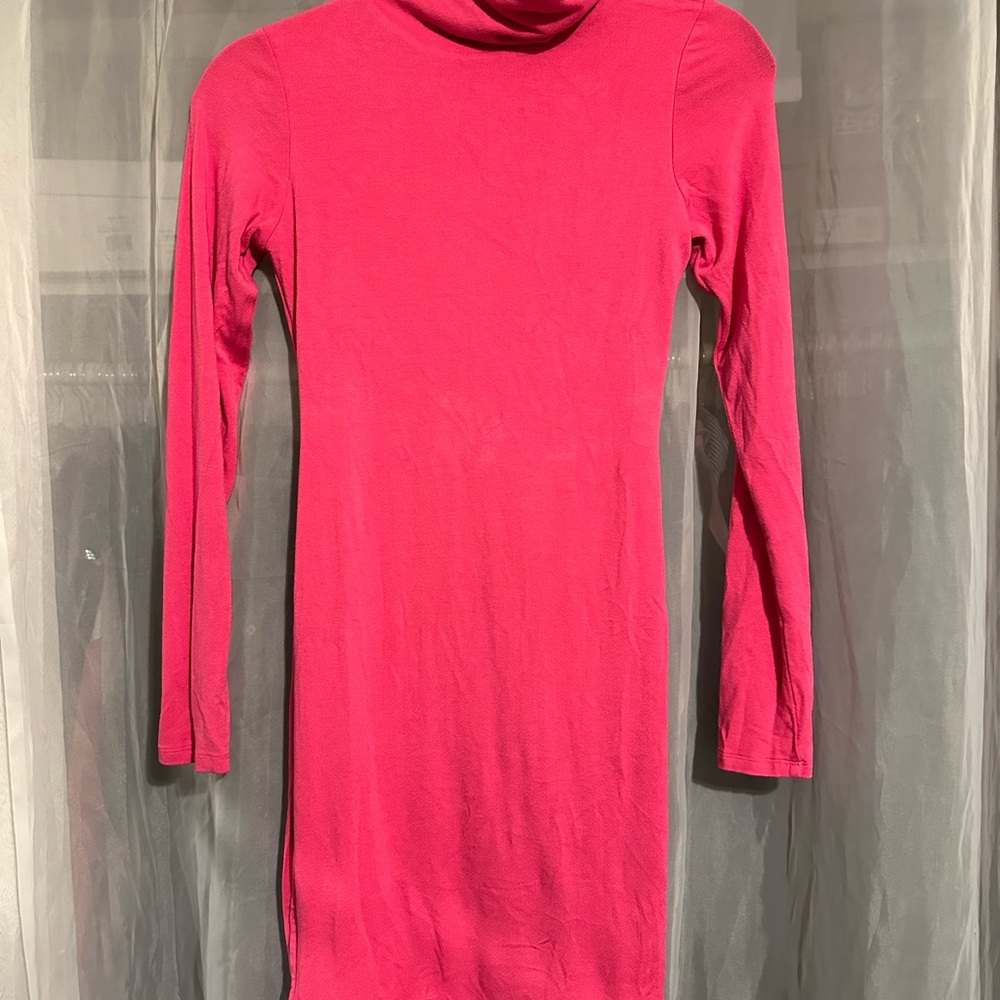Naked Wardrobe Long Sleeve Dress - Hot Pink